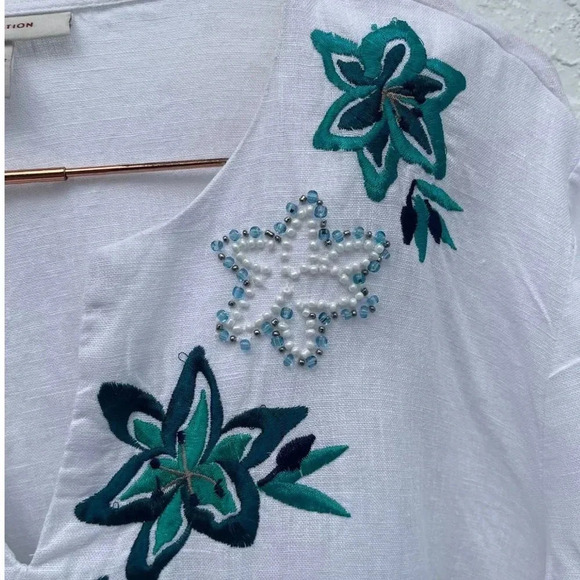 Jm Collection Womens Embroidered Gauze Blouse White Sz 16 - Picture 13 of 15